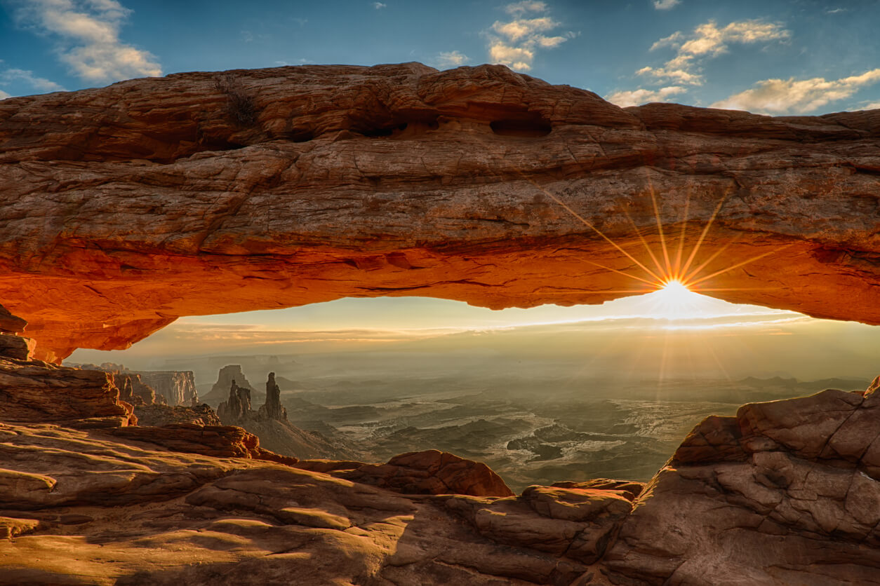 A red cliff and sunlight