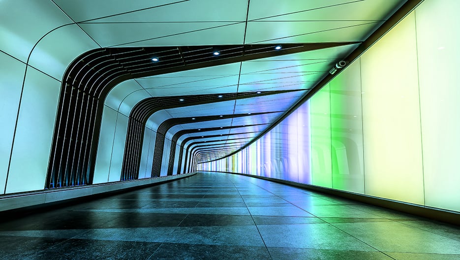 A modern lighted tunnel