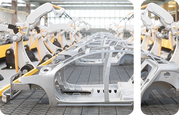 A car that is manufactured with the help of robers