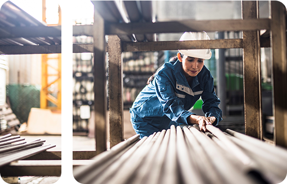 Woman working in a production hall